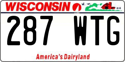 WI license plate 287WTG