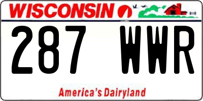 WI license plate 287WWR