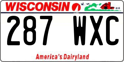 WI license plate 287WXC