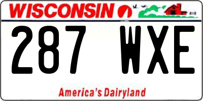 WI license plate 287WXE