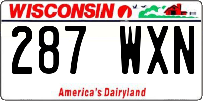 WI license plate 287WXN