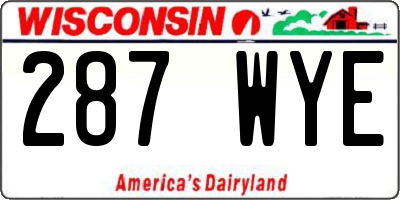 WI license plate 287WYE