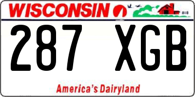 WI license plate 287XGB
