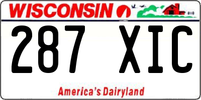 WI license plate 287XIC
