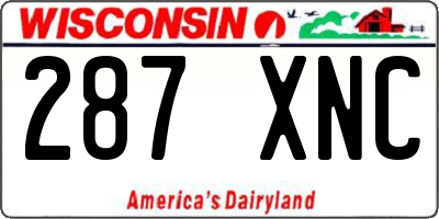 WI license plate 287XNC