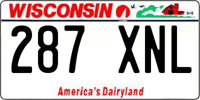 WI license plate 287XNL