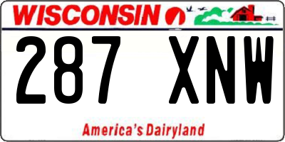 WI license plate 287XNW