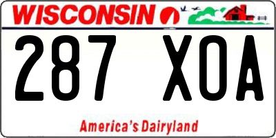 WI license plate 287XOA