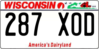 WI license plate 287XOD