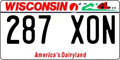 WI license plate 287XON