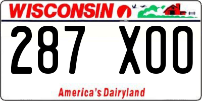 WI license plate 287XOO