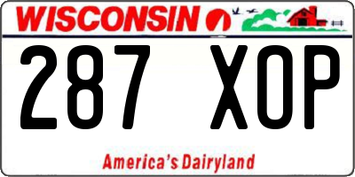 WI license plate 287XOP