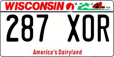WI license plate 287XOR