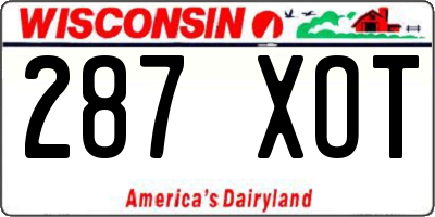 WI license plate 287XOT