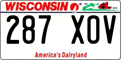 WI license plate 287XOV
