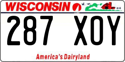 WI license plate 287XOY