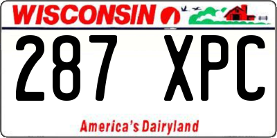 WI license plate 287XPC