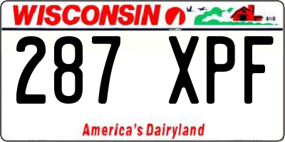 WI license plate 287XPF