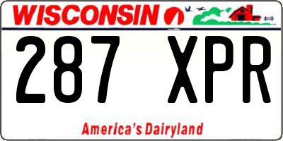 WI license plate 287XPR