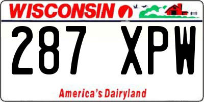 WI license plate 287XPW