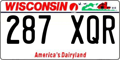 WI license plate 287XQR
