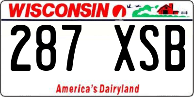 WI license plate 287XSB