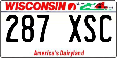 WI license plate 287XSC