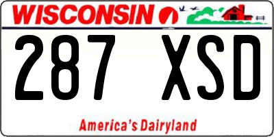 WI license plate 287XSD