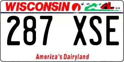 WI license plate 287XSE