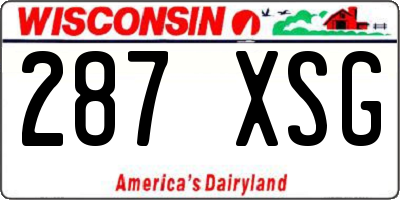 WI license plate 287XSG