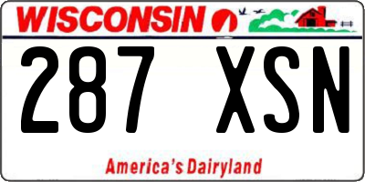 WI license plate 287XSN