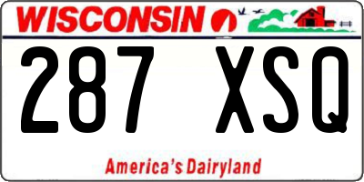 WI license plate 287XSQ
