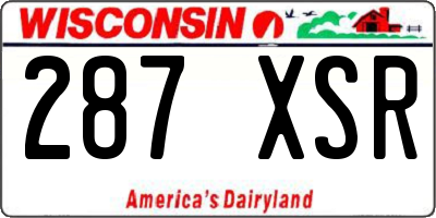 WI license plate 287XSR