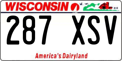 WI license plate 287XSV