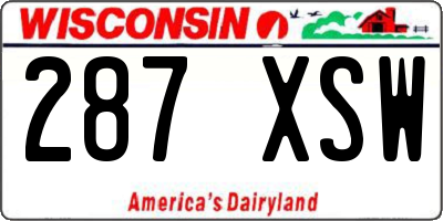 WI license plate 287XSW