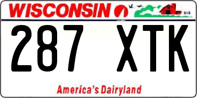 WI license plate 287XTK