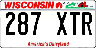 WI license plate 287XTR