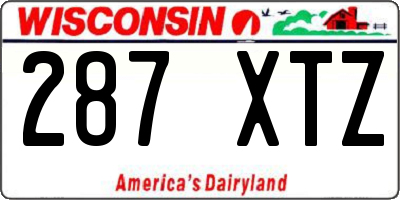 WI license plate 287XTZ