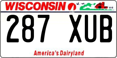 WI license plate 287XUB