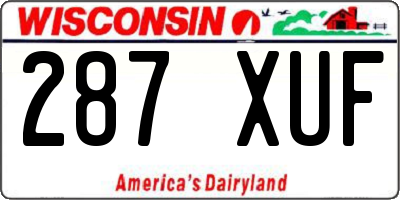 WI license plate 287XUF