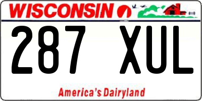 WI license plate 287XUL