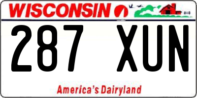 WI license plate 287XUN