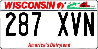 WI license plate 287XVN