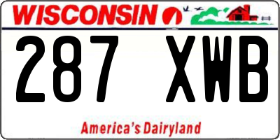 WI license plate 287XWB