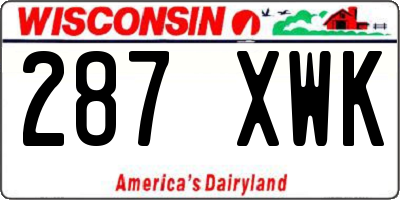 WI license plate 287XWK