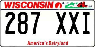 WI license plate 287XXI