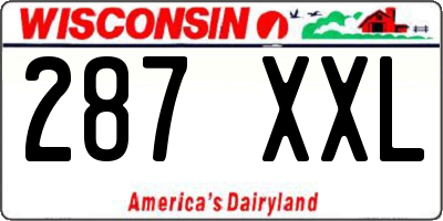 WI license plate 287XXL