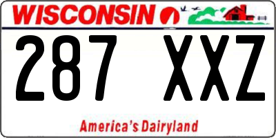 WI license plate 287XXZ