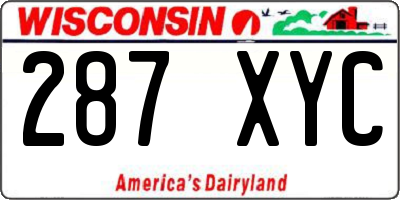 WI license plate 287XYC