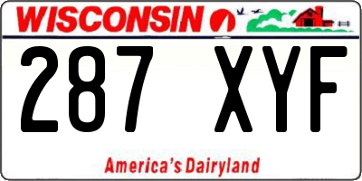 WI license plate 287XYF